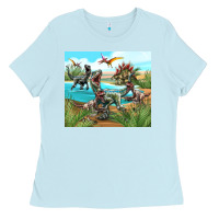 Baby Blue dinosaurs Ladies Tee - TumblerDesignByShophia