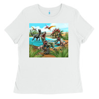 White dinosaurs Ladies Tee - TumblerDesignByShophia