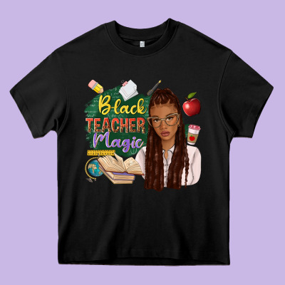 Black Teacher Magic With Afro Heavy Core Tee Designed By Nancycooperartshop