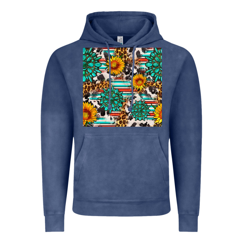 Gemstone Sunflower Cowhide Leopard Seamles Pattern Vintage Hoodie by FaDigitalArtStudio | Teevron