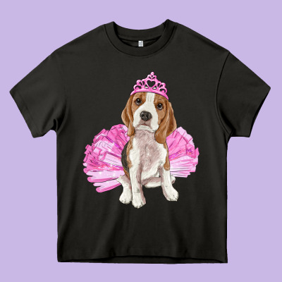 Balerina Beagle With Tutu Heavy Core Tee Designed By Ranaportraitstore