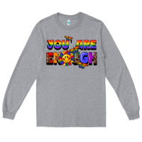 Heather Grey you are enough Long Sleeve Tee - FaDigitalArtStudio