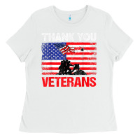 White thank you veterans service patriot veteran day american flag t shirt Ladies Tee - maiPhamDesign