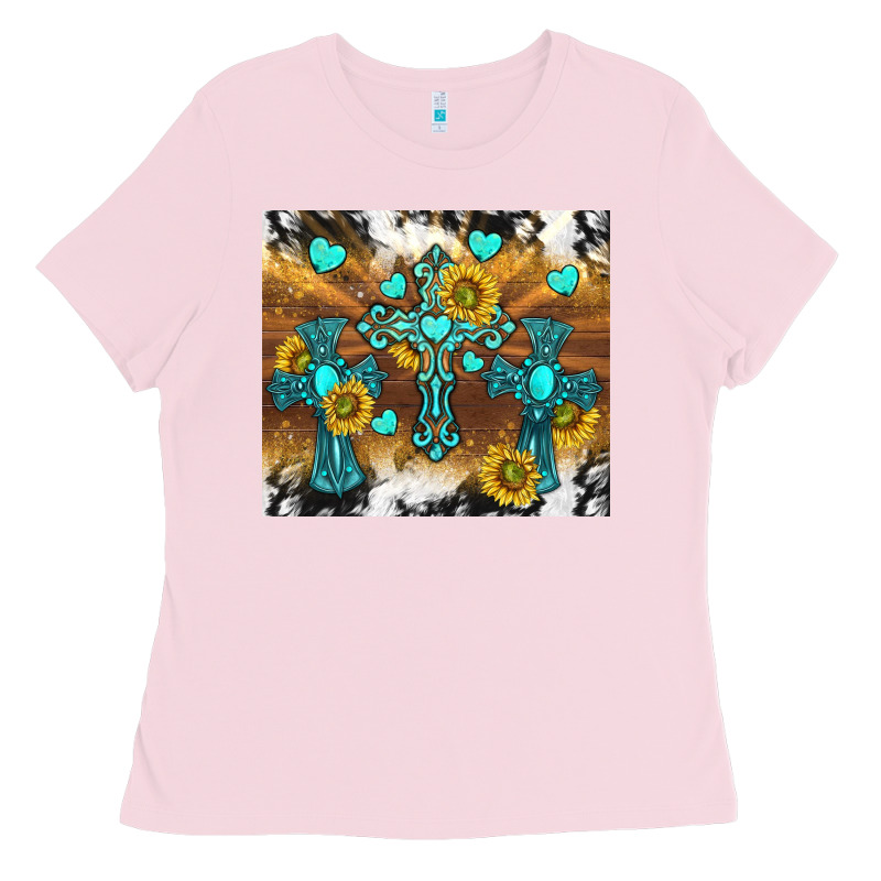 Western Crosses And Sunflowers Ladies Tee by TumblerDesignByShophia | Teevron
