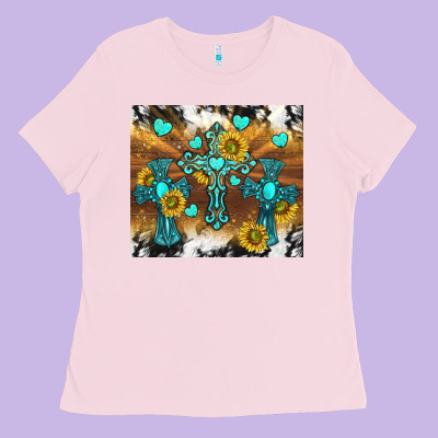 Western Crosses And Sunflowers Ladies Tee Designed By Tumblerdesignbyshophia