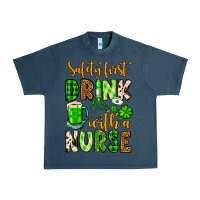 Midnight Navy St. Patrick's Safety first drink with a Nurse Urban Heavy Tee - OliviaCreatesArt