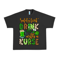 Pigment Black St. Patrick's Safety first drink with a Nurse Urban Heavy Tee - OliviaCreatesArt