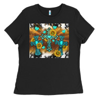 Black western crosses and sunflowers Ladies Tee - TumblerDesignByShophia