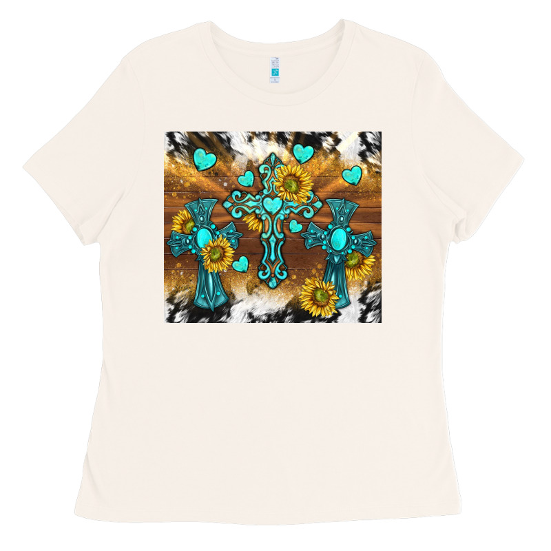 Western Crosses And Sunflowers Ladies Tee by TumblerDesignByShophia | Teevron