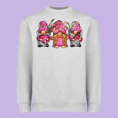 Breast Cancer Gnome Heavyweight Sweatshirt Designed By Barkaloodesign