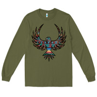 Army Green aztec leopard thunderbird Long Sleeve Tee - RanaPortraitStore