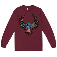 Burgundy aztec leopard thunderbird Long Sleeve Tee - RanaPortraitStore