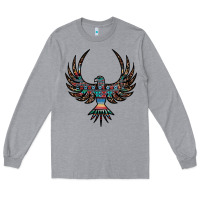 Heather Grey aztec leopard thunderbird Long Sleeve Tee - RanaPortraitStore