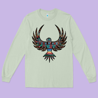 Aztec Leopard Thunderbird Long Sleeve Tee Designed By Ranaportraitstore