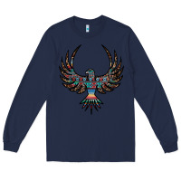 Navy aztec leopard thunderbird Long Sleeve Tee - RanaPortraitStore