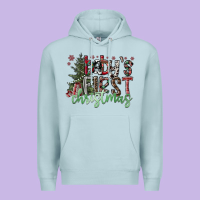 Baby's First Christmas Premium Hoodie Designed By Cowhidedigitalart