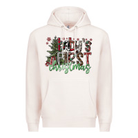 Pale Pink Baby's First Christmas Premium Hoodie - CowhideDigitalArt