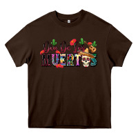 Chocolate Brown Dia De Los Muertos Heavy Core Tee - texasbilliewilder