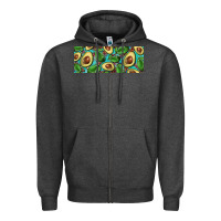 Charcoal Heather avacado with turquoise and leopard background 11 oz mug Zipper Hoodie - BarkalooDesign