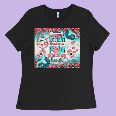 Every Patient Leaves A Paw Print In My Heart Ladies Tee Designed By Tumblerdesignbyshophia