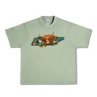 Oil Green tennessee map long haired cow Urban Heavy Tee - Jasminsmagicworld