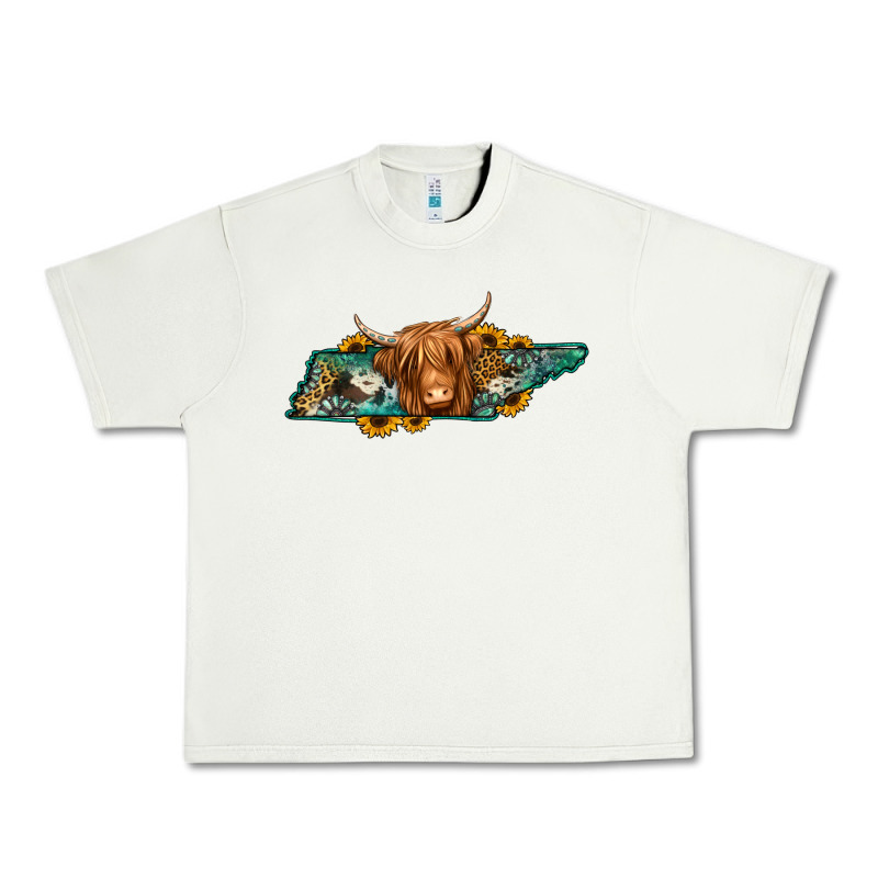 Tennessee Map Long Haired Cow Urban Heavy Tee by Jasminsmagicworld | Teevron