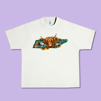 Tennessee Map Long Haired Cow Urban Heavy Tee Designed By Jasminsmagicworld