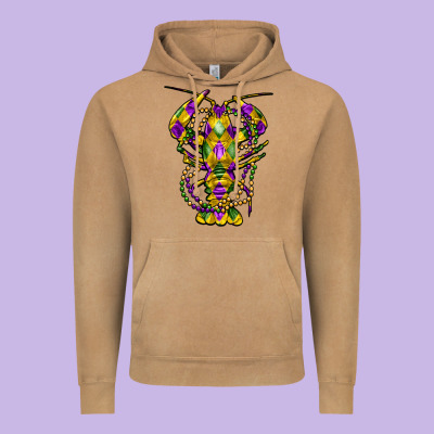Mardi Gras Crawfish Vintage Hoodie Designed By Fadigitalartstudio