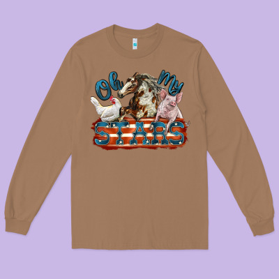 Oh My Stars Farm Animals Long Sleeve Tee Designed By Fadigitalartstudio