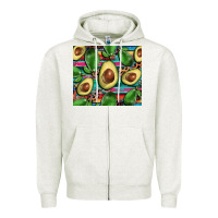 Oatmeal Heather avacado Zipper Hoodie - BarkalooDesign