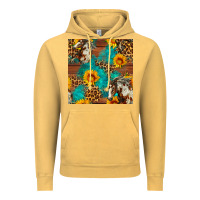 Vintage Mustard western horse and sunflower seamless pattern Vintage Hoodie - FaDigitalArtStudio