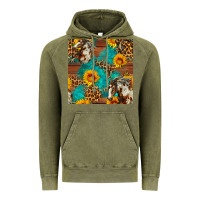 Vintage Olive western horse and sunflower seamless pattern Vintage Hoodie - FaDigitalArtStudio