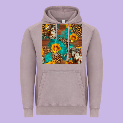 Western Horse And Sunflower Seamless Pattern Vintage Hoodie Designed By Fadigitalartstudio