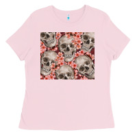 Bubblegum Pink skulls and flowers Ladies Tee - TumblerDesignByShophia