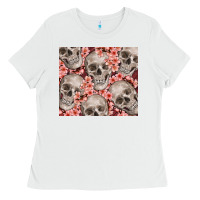 White skulls and flowers Ladies Tee - TumblerDesignByShophia