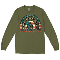 Army Green America rainbow Long Sleeve Tee - FaDigitalArtStudio