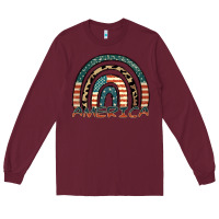 Burgundy America rainbow Long Sleeve Tee - FaDigitalArtStudio