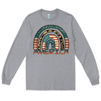 Heather Grey America rainbow Long Sleeve Tee - FaDigitalArtStudio