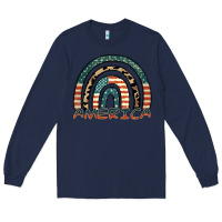 Navy America rainbow Long Sleeve Tee - FaDigitalArtStudio