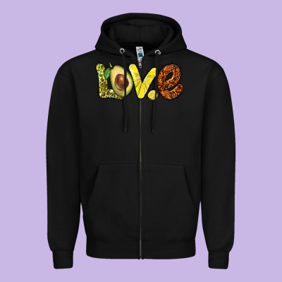 Love Avocado Zipper Hoodie Designed By Barkaloodesign