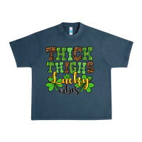 Midnight Navy St. Patrick's Thick thighs lucky vibes Urban Heavy Tee - OliviaCreatesArt