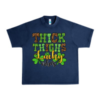 Navy St. Patrick's Thick thighs lucky vibes Urban Heavy Tee - OliviaCreatesArt