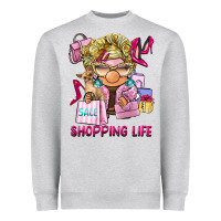 Heather Grey shopping life  gnome Heavyweight Sweatshirt - BarkalooDesign