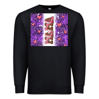 Black purple leopard pink mama hearts Premium Sweatshirt - AdoDesignShop