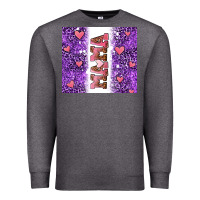Charcoal Heather purple leopard pink mama hearts Premium Sweatshirt - AdoDesignShop