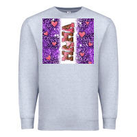 Heather Grey purple leopard pink mama hearts Premium Sweatshirt - AdoDesignShop