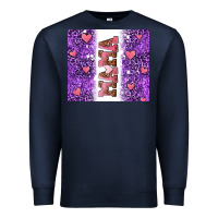 Navy purple leopard pink mama hearts Premium Sweatshirt - AdoDesignShop