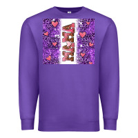 Purple purple leopard pink mama hearts Premium Sweatshirt - AdoDesignShop