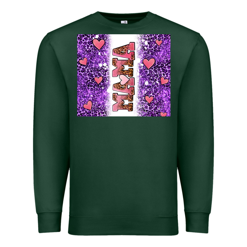 Purple Leopard Pink Mama Hearts Premium Sweatshirt by AdoDesignShop | Teevron