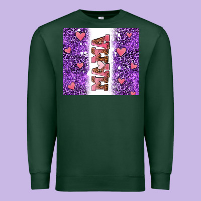 Purple Leopard Pink Mama Hearts Premium Sweatshirt Designed By Adodesignshop